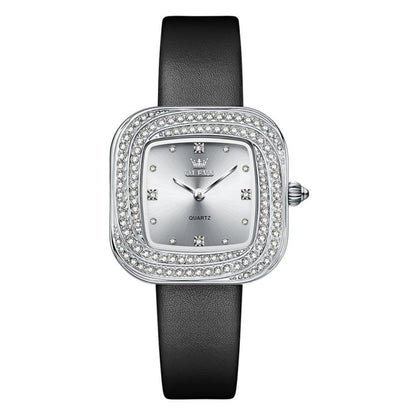 OLEVS 5512 Women Square Diamond Ring Waterproof Quartz Watch