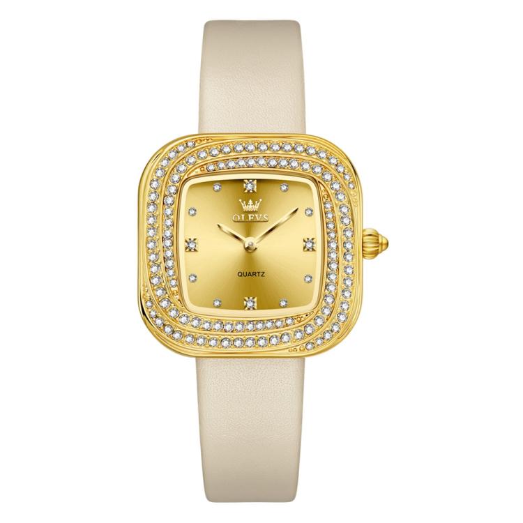 OLEVS 5512 Women Square Diamond Ring Waterproof Quartz Watch