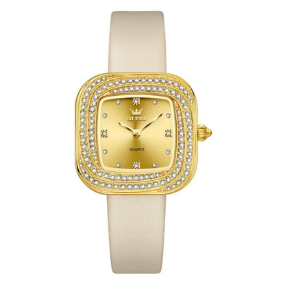 OLEVS 5512 Women Square Diamond Ring Waterproof Quartz Watch