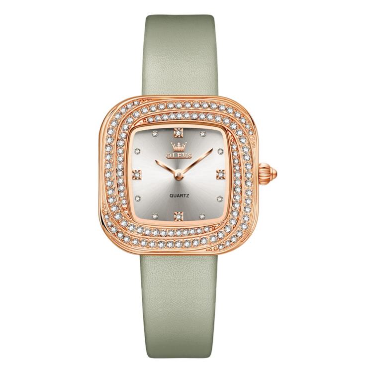 OLEVS 5512 Women Square Diamond Ring Waterproof Quartz Watch