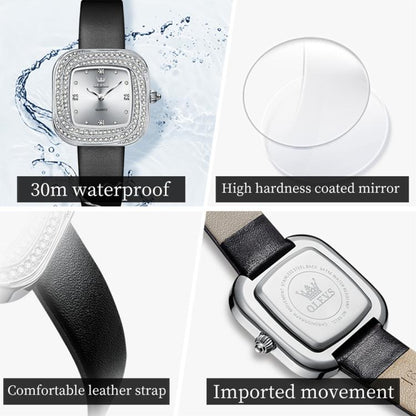 OLEVS 5512 Women Square Diamond Ring Waterproof Quartz Watch