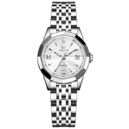 OLEVS 9998 Women Diamond Face Dual Calendar Waterproof Quartz Watch