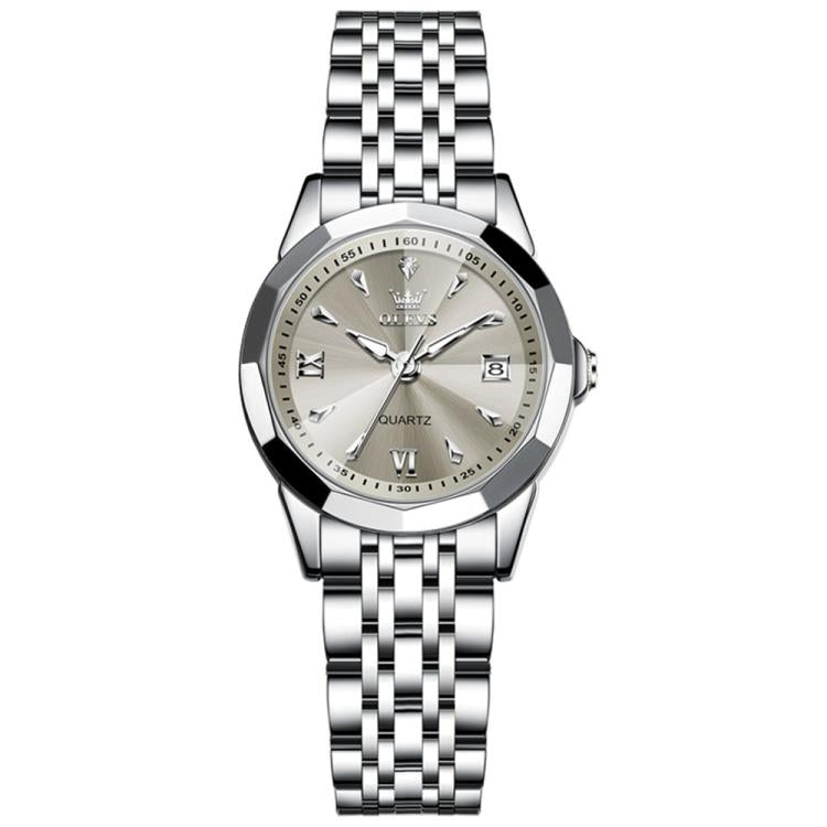 OLEVS 9998 Women Diamond Face Dual Calendar Waterproof Quartz Watch