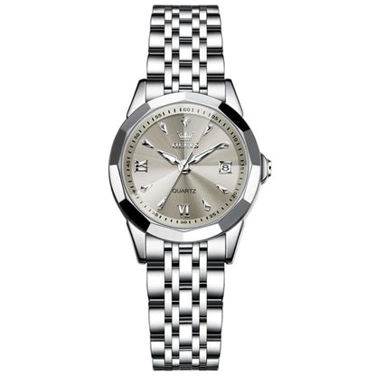OLEVS 9998 Women Diamond Face Dual Calendar Waterproof Quartz Watch