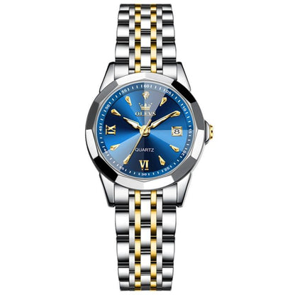 OLEVS 9998 Women Diamond Face Dual Calendar Waterproof Quartz Watch