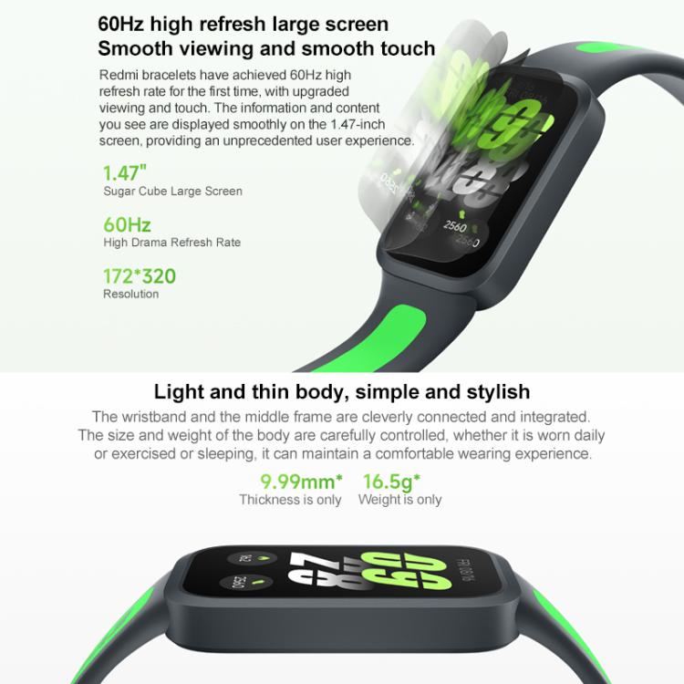 Xiaomi Redmi Band 3 Smart Band, 1.47 inch, Heart Rate / Blood Oxygen Health Monitoring