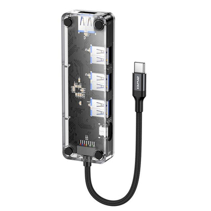 awei HUB-1 Multi-function 4 in 1 Type-C to USB 3.0 x 4 HUB Adapter, HUB-1