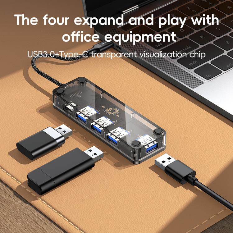 awei HUB-1 Multi-function 4 in 1 Type-C to USB 3.0 x 4 HUB Adapter, HUB-1