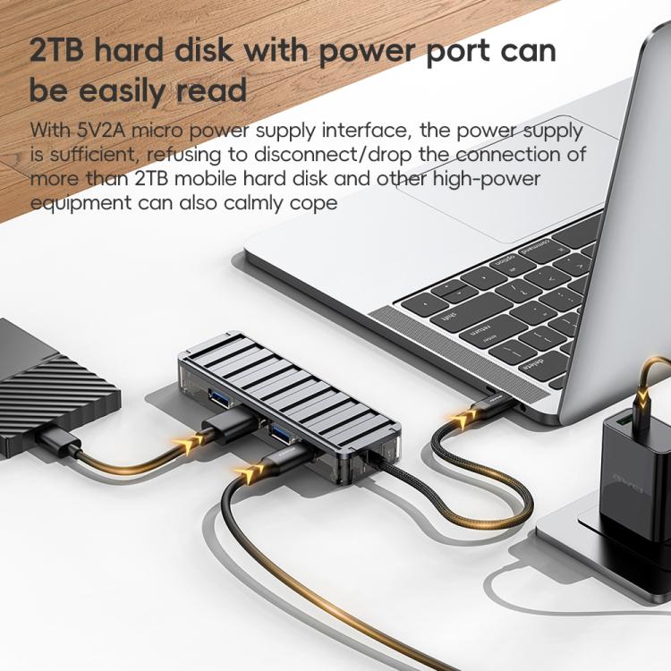 awei HUB-1 Multi-function 4 in 1 Type-C to USB 3.0 x 4 HUB Adapter, HUB-1