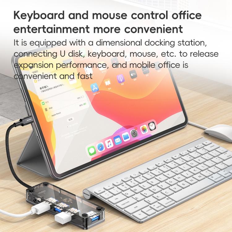 awei HUB-1 Multi-function 4 in 1 Type-C to USB 3.0 x 4 HUB Adapter, HUB-1