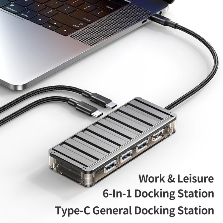 awei HUB-2 Multi-function 6 in 1 Type-C HUB Adapter, HUB-2