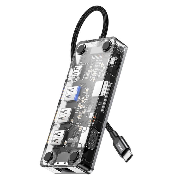 awei HUB-3 Multi-function 9 in 1 Type-C HUB Adapter, HUB-3