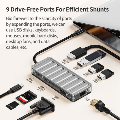 awei HUB-3 Multi-function 9 in 1 Type-C HUB Adapter, HUB-3