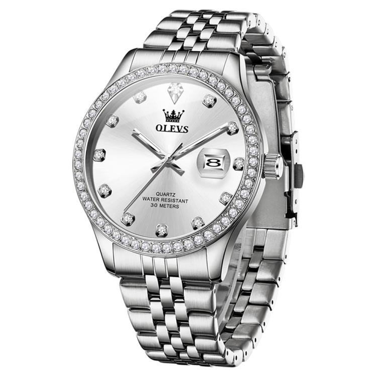 OLEVS 3629 Men Diamond Bezel Luminous Waterproof Quartz Watch
