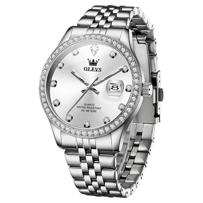OLEVS 3629 Men Diamond Bezel Luminous Waterproof Quartz Watch