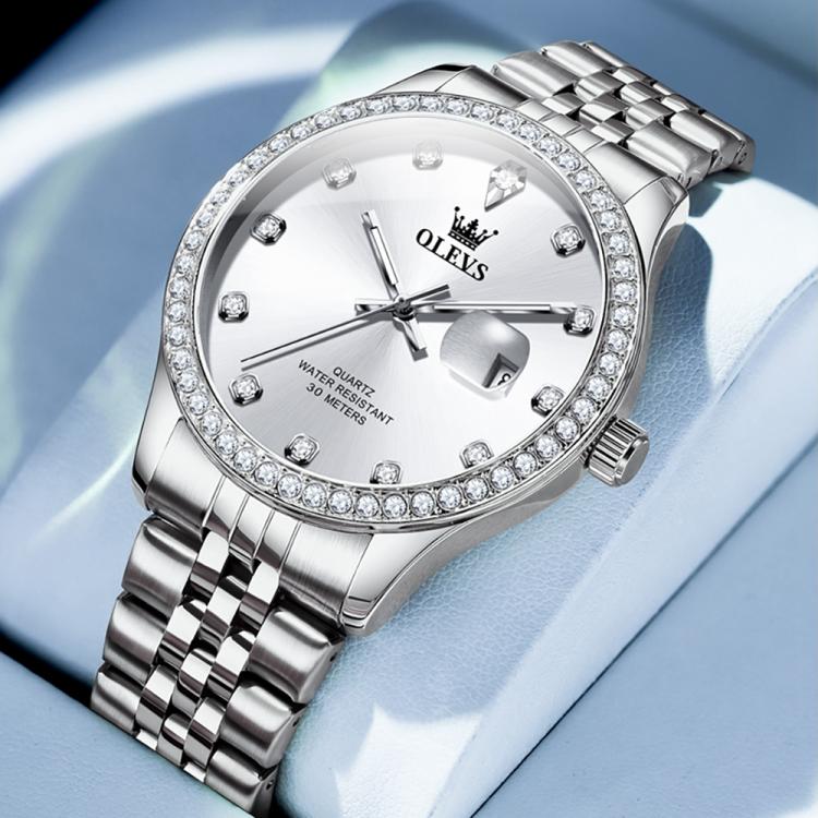 OLEVS 3629 Men Diamond Bezel Luminous Waterproof Quartz Watch