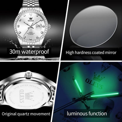 OLEVS 3629 Men Diamond Bezel Luminous Waterproof Quartz Watch