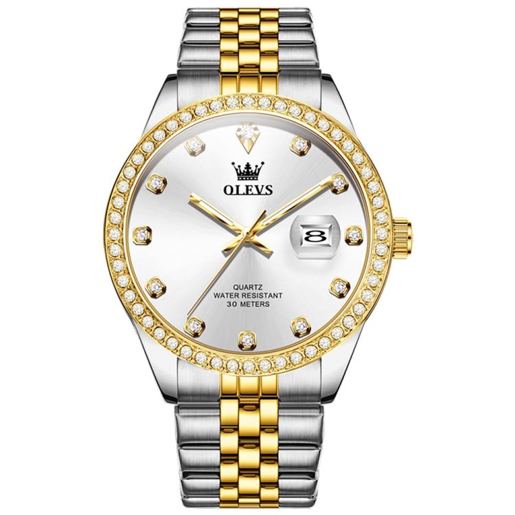 OLEVS 3629 Men Diamond Bezel Luminous Waterproof Quartz Watch