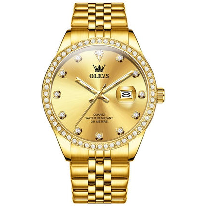 OLEVS 3629 Men Diamond Bezel Luminous Waterproof Quartz Watch