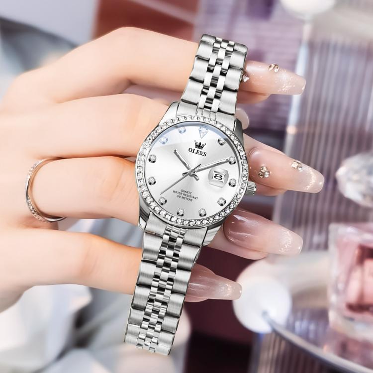 OLEVS 3629 Women Diamond Bezel Luminous Waterproof Quartz Watch