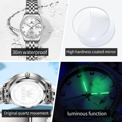 OLEVS 3629 Women Diamond Bezel Luminous Waterproof Quartz Watch