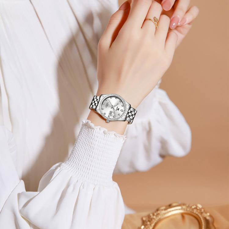 OLEVS 3629 Women Diamond Bezel Luminous Waterproof Quartz Watch