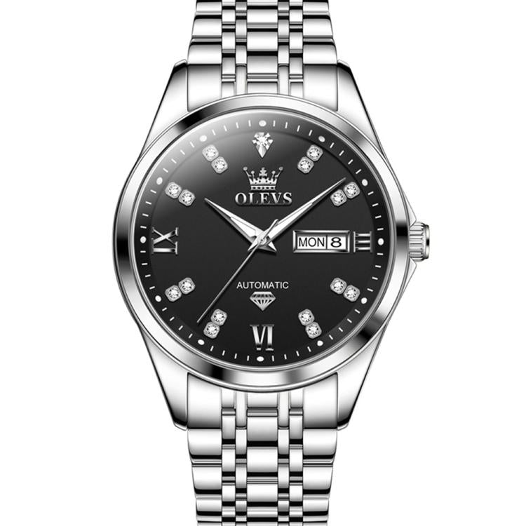 OLEVS 9801 Men Diamond Waterproof Dual Calendar Mechanical Watch