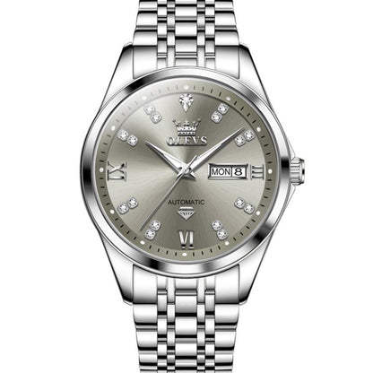 OLEVS 9801 Men Diamond Waterproof Dual Calendar Mechanical Watch
