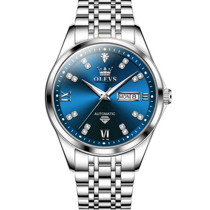OLEVS 9801 Men Diamond Waterproof Dual Calendar Mechanical Watch