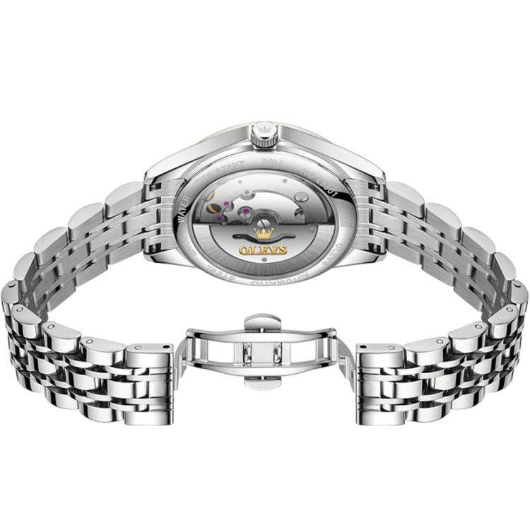 OLEVS 9801 Women Diamond Waterproof Single Calendar Mechanical Watch