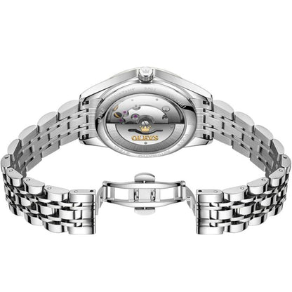 OLEVS 9801 Women Diamond Waterproof Single Calendar Mechanical Watch