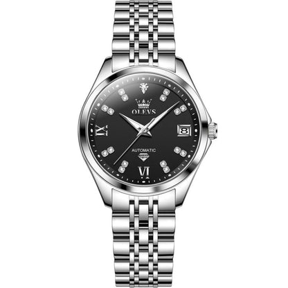 OLEVS 9801 Women Diamond Waterproof Single Calendar Mechanical Watch
