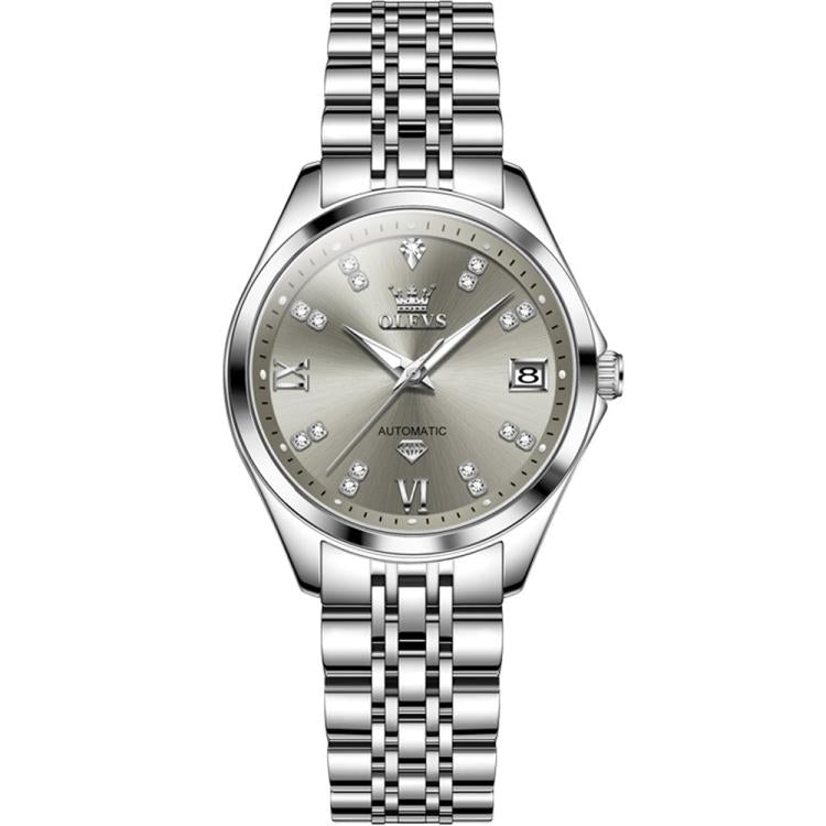 OLEVS 9801 Women Diamond Waterproof Single Calendar Mechanical Watch