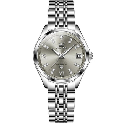 OLEVS 9801 Women Diamond Waterproof Single Calendar Mechanical Watch
