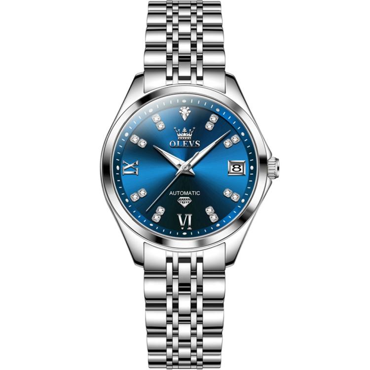 OLEVS 9801 Women Diamond Waterproof Single Calendar Mechanical Watch