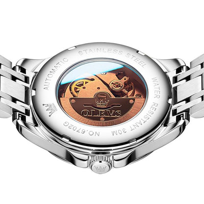 OLEVS 6702 Men Waterproof Luminous Dual Calendar Mechanical Watch