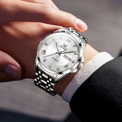OLEVS 6702 Men Waterproof Luminous Dual Calendar Mechanical Watch
