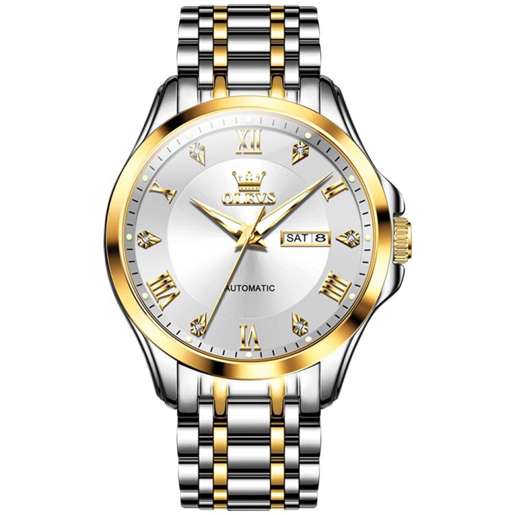 OLEVS 6702 Men Waterproof Luminous Dual Calendar Mechanical Watch