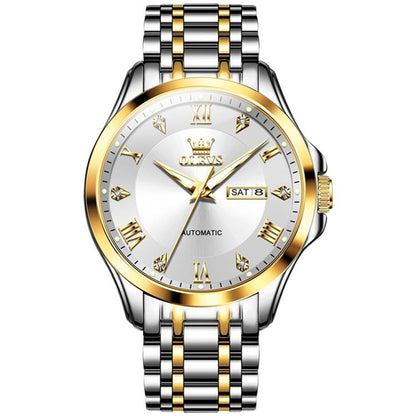 OLEVS 6702 Men Waterproof Luminous Dual Calendar Mechanical Watch