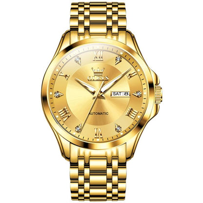 OLEVS 6702 Men Waterproof Luminous Dual Calendar Mechanical Watch