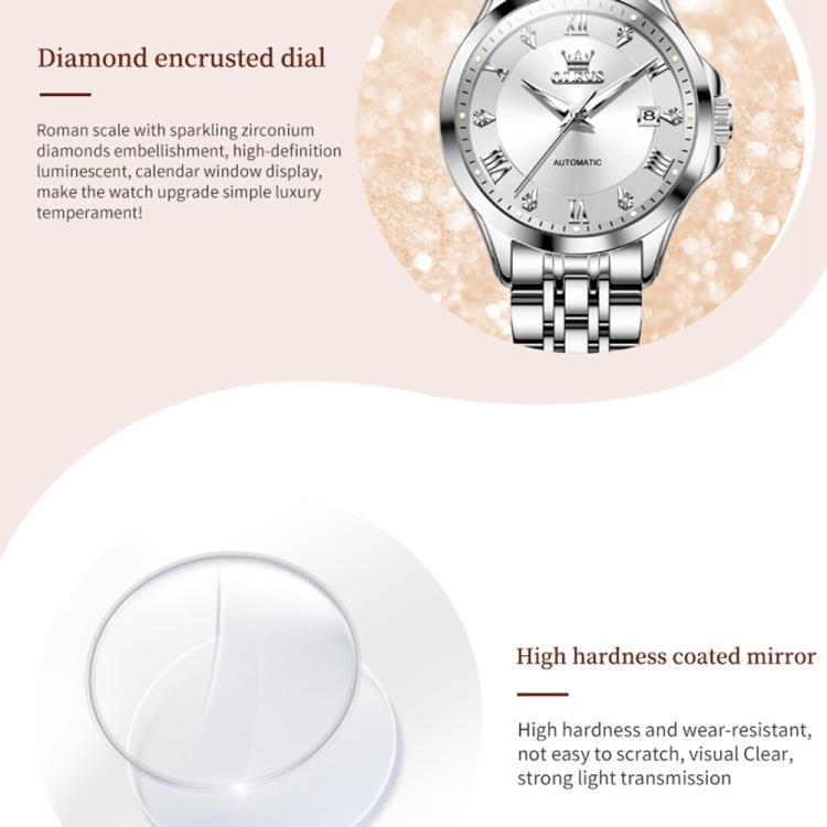 OLEVS 6702 Women Waterproof Luminous Single Calendar Mechanical Watch