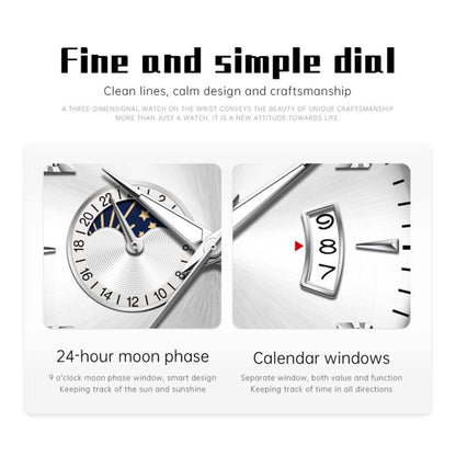 OLEVS 7040 Men Sun Moon Star Luminous Waterproof Mechanical Watch