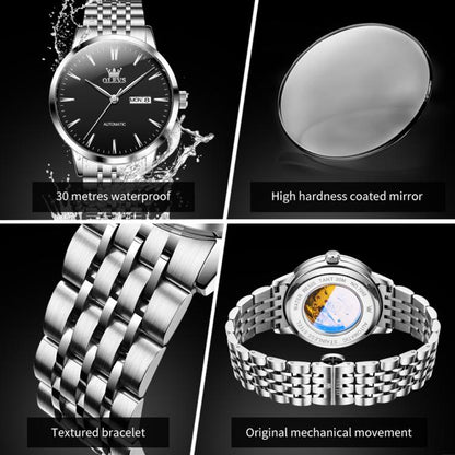 OLEVS 7048 Men Diamond Dual Calendar Mechanical Watch