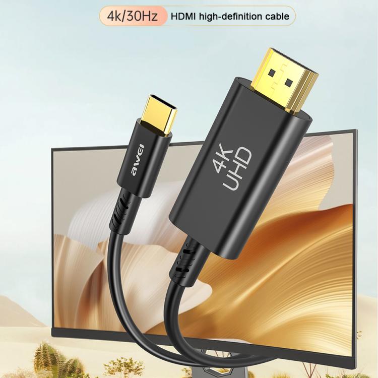 awei CL-212T USB-C / Type-C to HDMI 4K 30Hz HD Adapter Cable, CL-212T