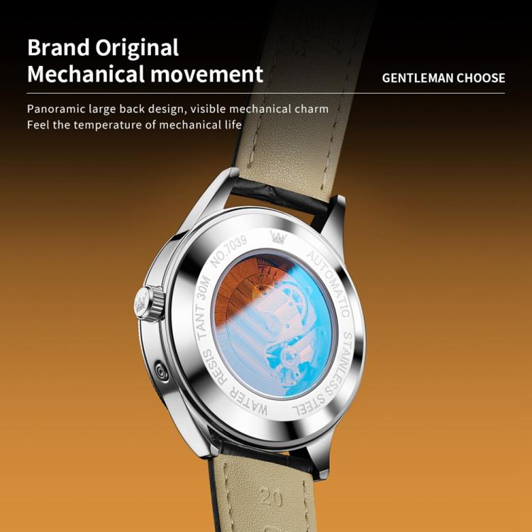 OLEVS 7039 Men Sun Moon Star Luminous Waterproof Mechanical Watch