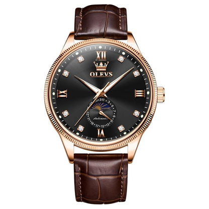 OLEVS 7039 Men Sun Moon Star Luminous Waterproof Mechanical Watch