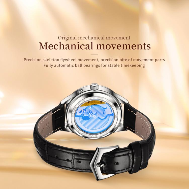 OLEVS 7039 Women Sun Moon Star Luminous Waterproof Mechanical Watch
