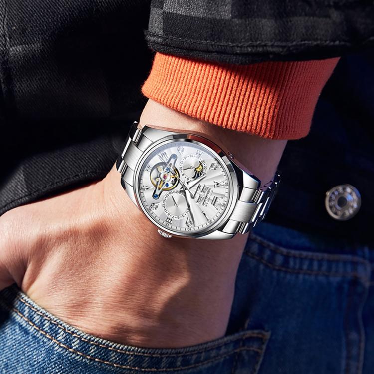OLEVS 7028 Men Multifunctional Luminous Waterproof Mechanical Watch