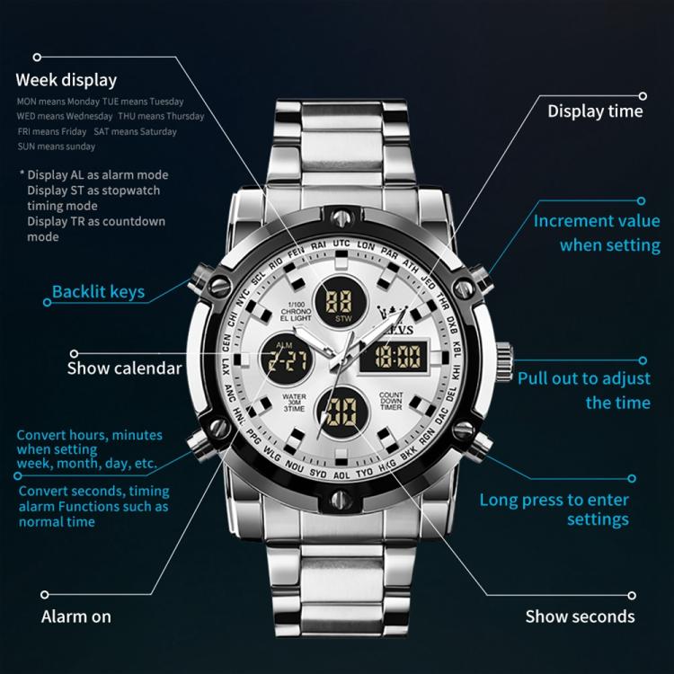 OLEVS 1106 Men Luminous Waterproof Smart Electronic Watch