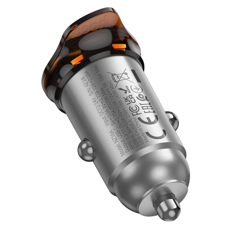 hoco NZ16A Rigorous PD25W and QC3.0 Dual Port Car Charger, PD25W+QC3.0